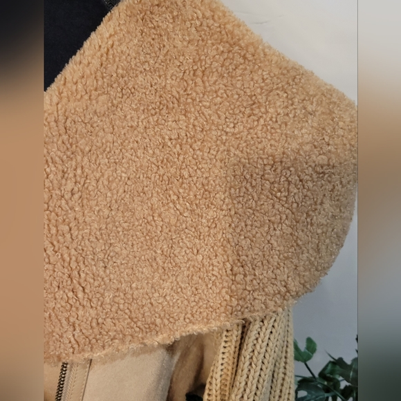 NWT STYLE & CO FAUX SUEDE SHEARLING SWEATER MIXED MEDIA JACKET - Picture 7 of 9